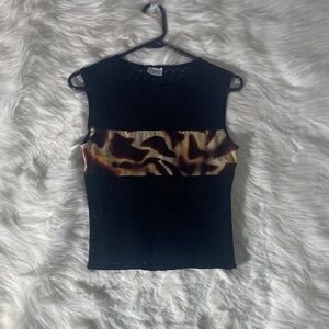 Stylish Black and Brown Patterned Tank Top